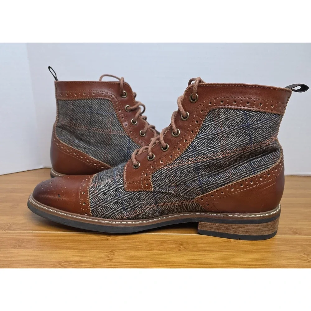 La Milano Ankle Oxford Cognac Leather Boots ELI II B521117K Men's Size 12